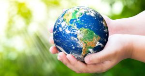 globe in hands